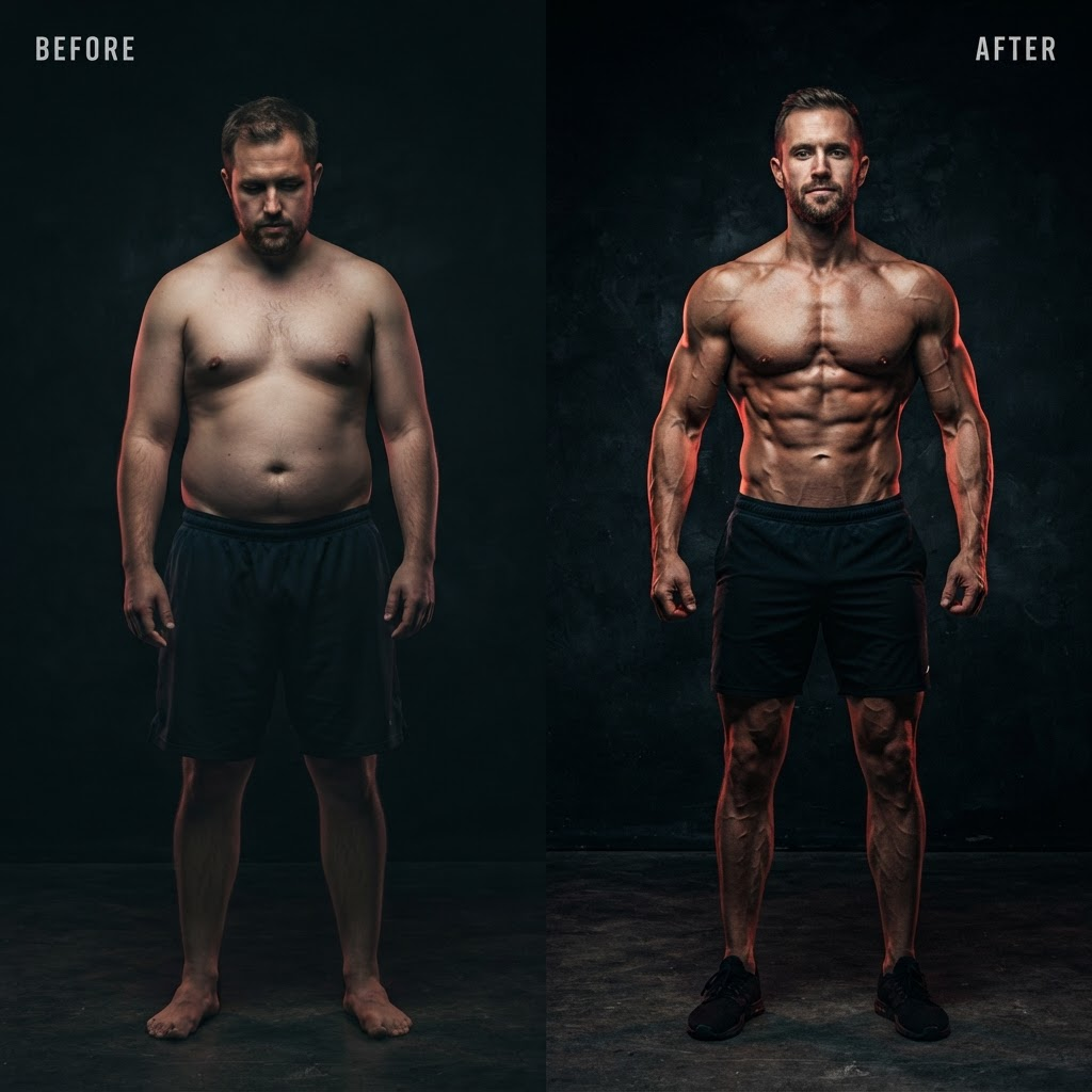 David R.'s 12-week body transformation, before and after