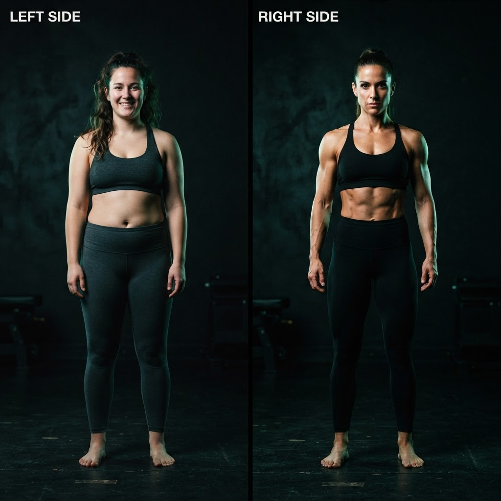 Sarah M.'s 12-week body transformation, before and after