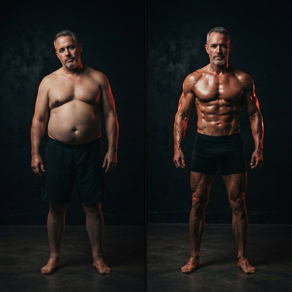 Marcus T.'s 12-week body transformation, before and after